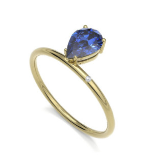 Anillo oro amarillo , Zafiro  y Diamante