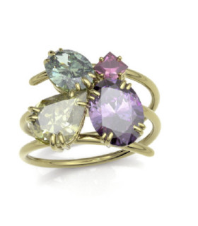 Yellow gold ring with semi-precious stones