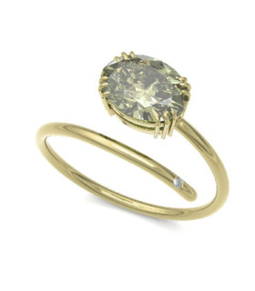 Anillo oro amarillo con Peridoto  y Diamante