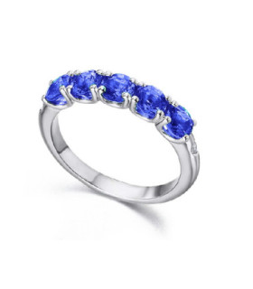 Anillo de  oro blanco con Zafiros y  Diamantes