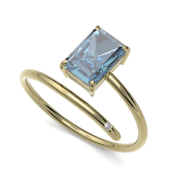 Anillo oro amarillo, Topacio y Diamante