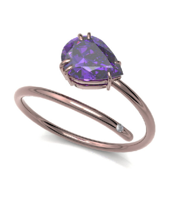 Rose gold ring with Amethyst and Diamond