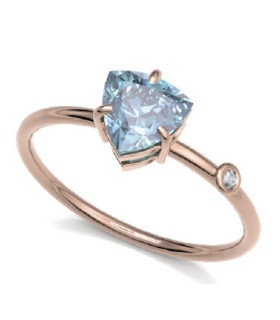 Anillo oro rosa, Topacio y Diamante