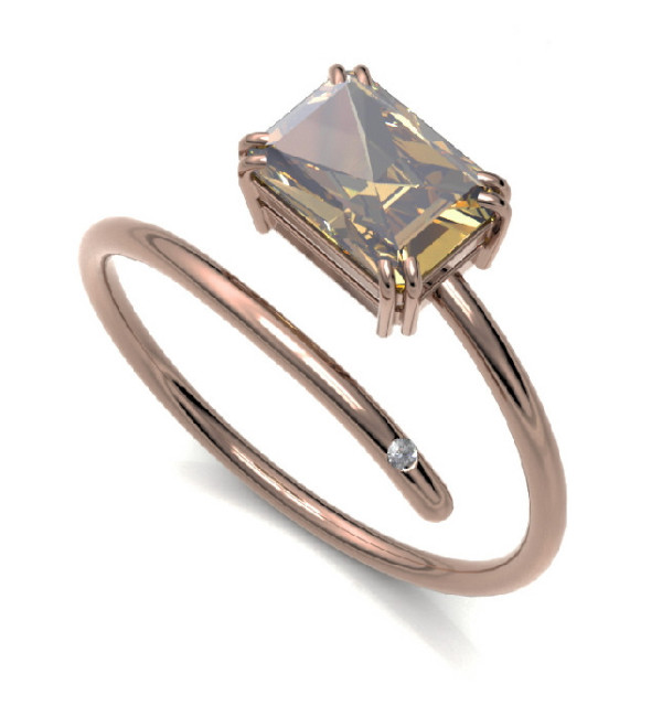 Rose gold ring with yellow Tourmaline and Diamond