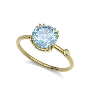 Anillo oro amarillo, Topacio  y Diamante