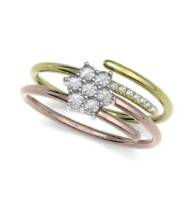 Rose and yellow gold ring with Diamonds
