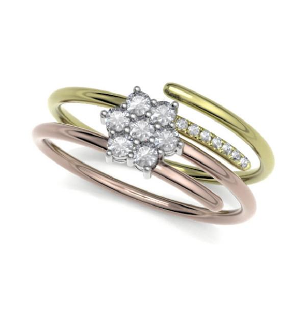 Rose and yellow gold ring with Diamonds