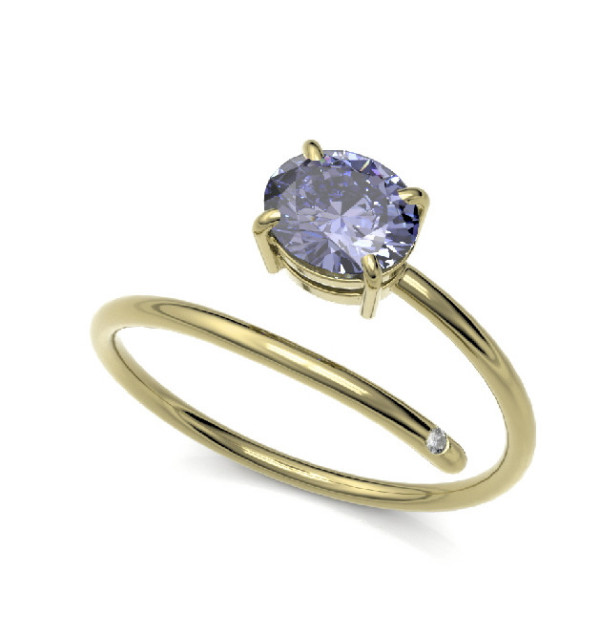 Anillo oro amarillo con Zafiro y Diamante