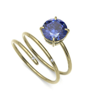 Anillo oro amarillo con Zafiro y Diamantes