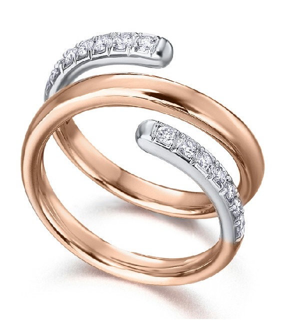 Anillo oro blanco y rosa con diamantes