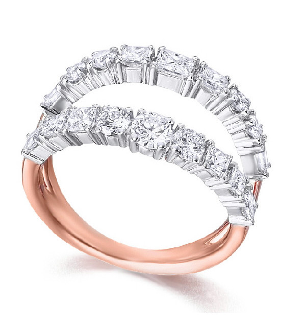 White and rose gold ring with Diamonds