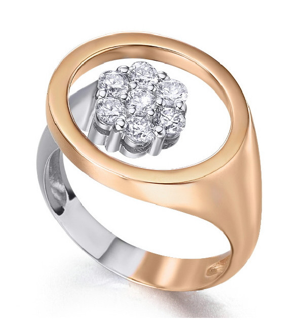 Anillo oro blanco y rosa con diamantes