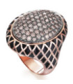 Rose gold ring with enamel and brown diamonds