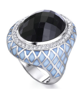 White gold ring with enamel, Spinel and  Diamonds