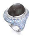 Anillo oro blanco, Piedra luna,   esmalte y  Diamantes Anillo oro blanco, Piedra luna,   esmalte y  Diamantes