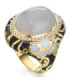 Yellow gold ring with enamel, Chalcedony and Diamonds