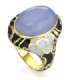 Yellow gold ring with blue Chalcedoy and enamel