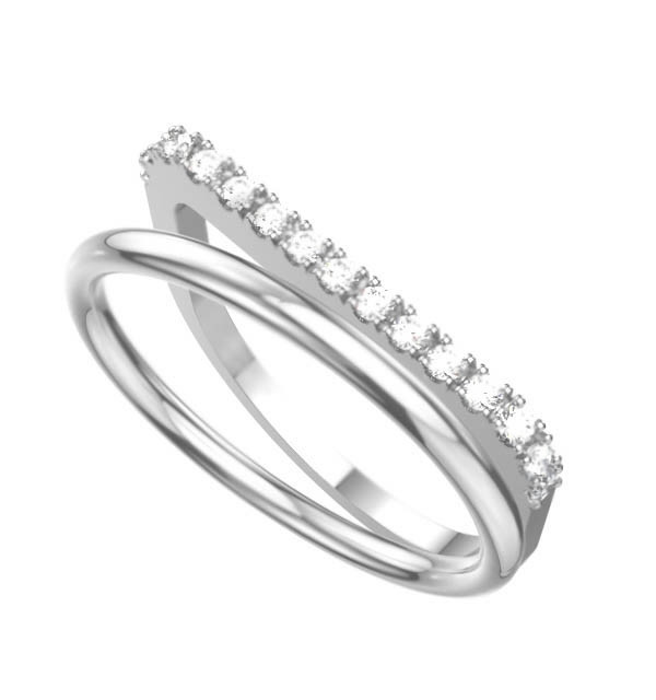 Anillo oro blanco, y diamante