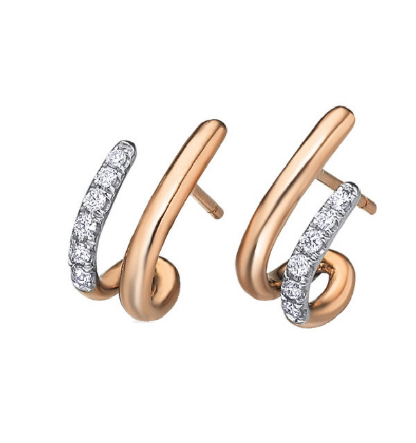 Pendientes oro blanco y rosa con diamantes