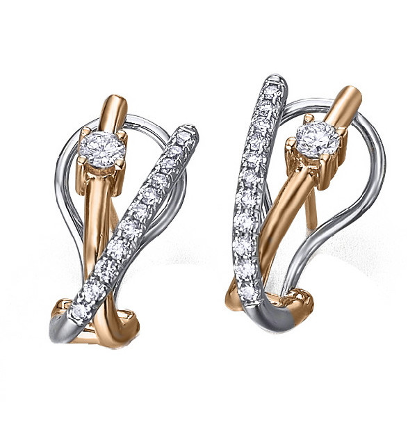 Rose and white gold earrings with Diamonds