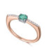 White and rose gold ring with Emerald and Diamonds