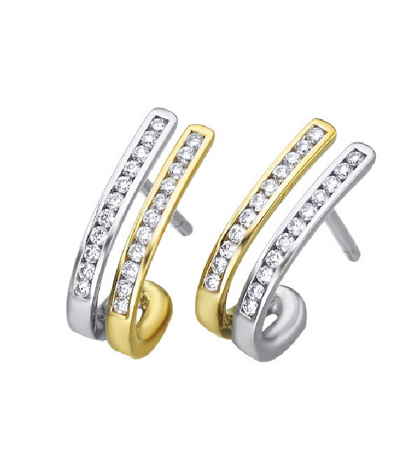 Pendientes oro blanco y amarillo con Diamantes