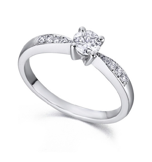 White gold band with diamonds