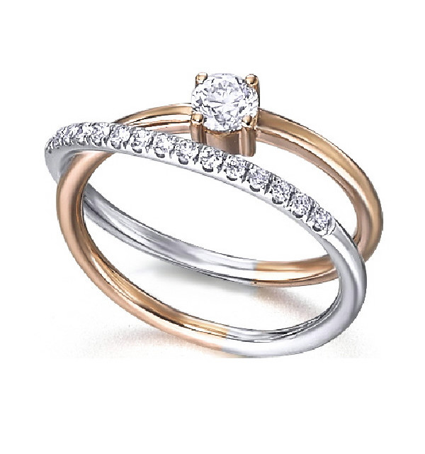 White and rose gold ring with Diamonds