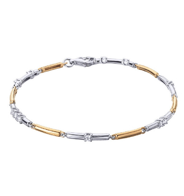 Pulsera oro blanco y rosa con diamantes