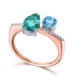 White and rose gold ring with Emerald, Topaz and Diamonds