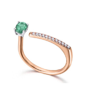 Rose ring gold with Emerald and Diamonds