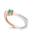 White and rose gold ring with Emerald and Diamonds