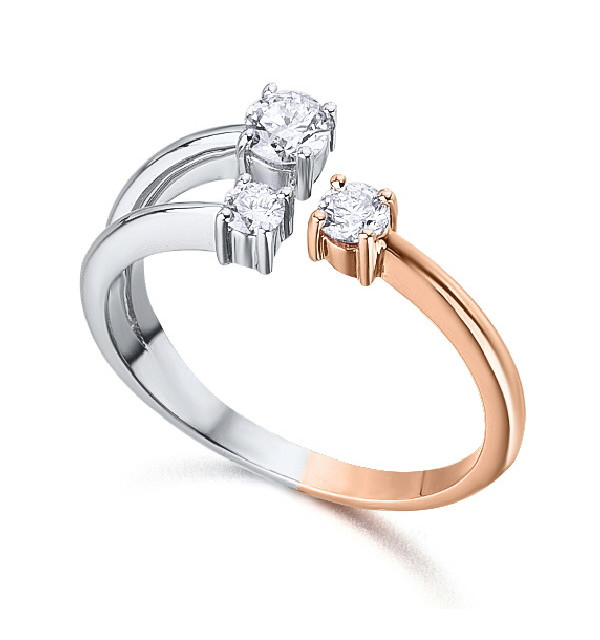 White and rose gold ring with Diamonds