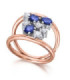 White and rose gold ring with blue Sapphires and Diamonds