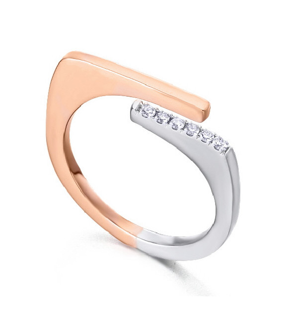 Anillo oro blanco y rosa con diamantes