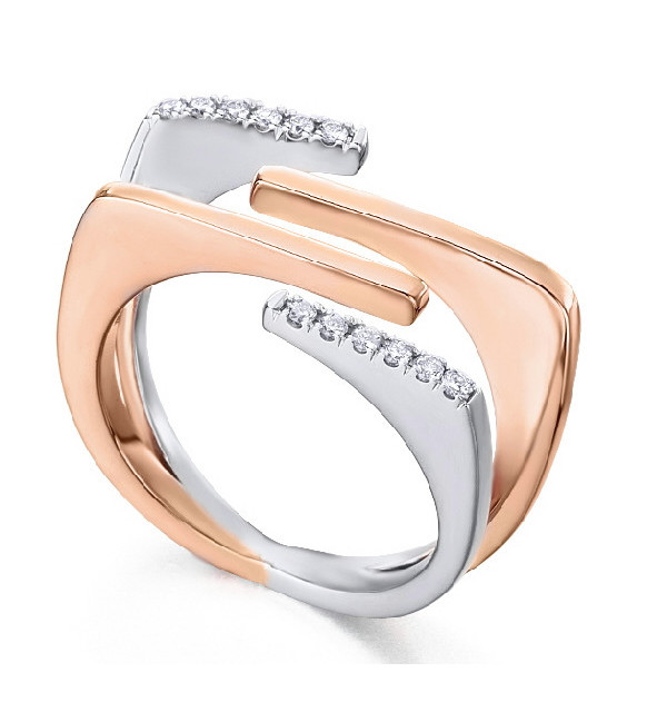 Anillo oro blanco y rosa con diamantes