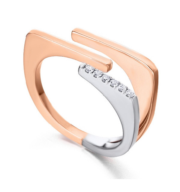 Anillo oro blanco y rosa con diamantes