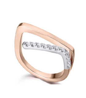 White and rose gold ring with Diamonds