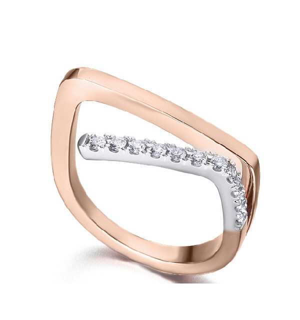 Anillo oro blanco y rosa con diamantes