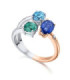 White and rose gold ring with Diamonds, Emerald , Sapphire and Topaz