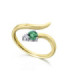 White and yellow gold ring with Emerald and a Diamond