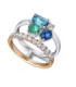 White and rose gold ring with Emerald, Sapphire, Topaz and Diamonds