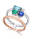 White and rose gold ring with Emerald, Sapphire, Topaz and Diamonds