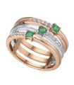 White and rose gold ring with Emeralds and Diamonds