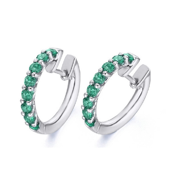 Pendientes de  oro blanco con Esmeralda