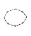 Pulsera de  oro blanco y rosa con Esmeralda, Rubí, Zafiro  y  Diamantes Pulsera de  oro blanco y rosa con Esmeralda, Rubí, Zafiro  y  Diamantes