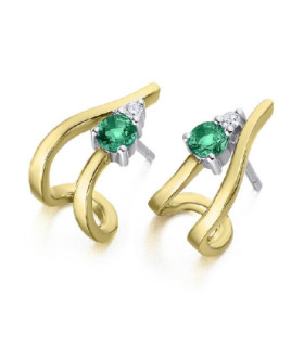 White and yellow gold earrings with Emerald and Diamonds
