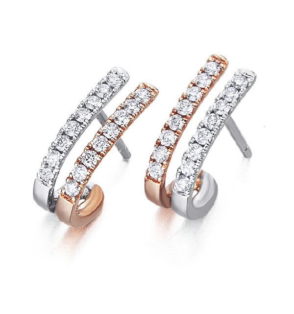 White and rose gold earrings with Diamonds