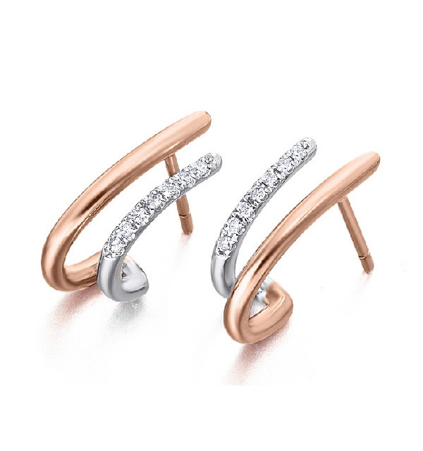 Pendientes oro blanco y rosa con Diamantes