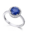 White gold ring with  blue Sapphire and Diamonds
